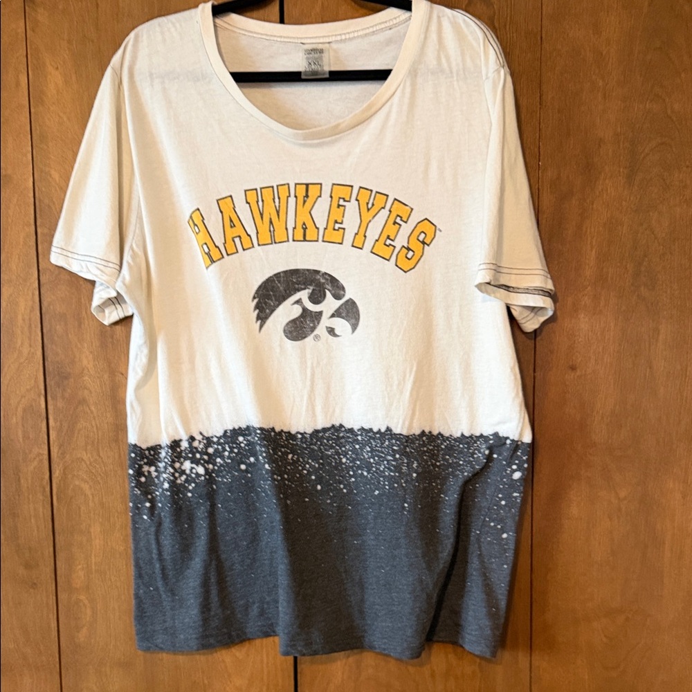 Hawkeyes Two-Tone Crewneck Tee - White & Charcoal